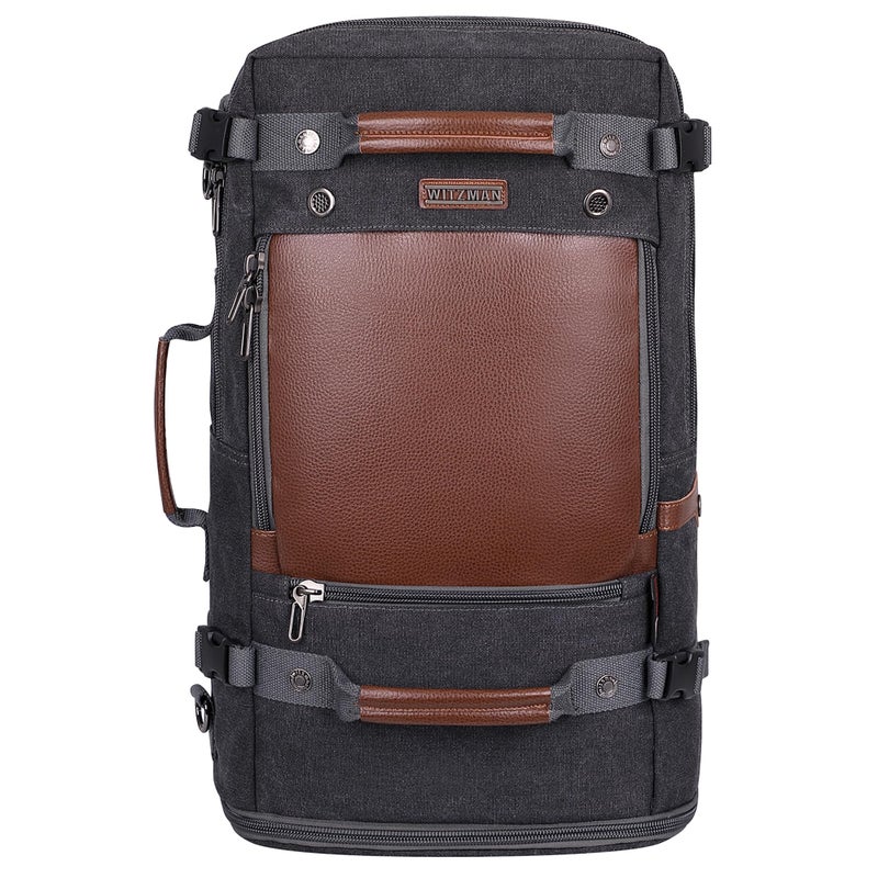 WITZMAN Travel Backpack for Men Women Carry on Luggage Backpack Canvas Rucksack Duffel bag with Shoe Compartmentï¼ˆA2021 big size blackï¼‰ - Image 2